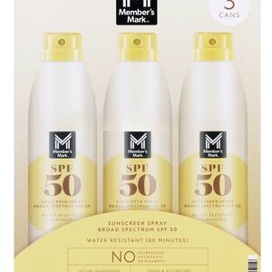 NIB Member's Mark SPF 50 Sunscreen Spray Set-3 Bottles